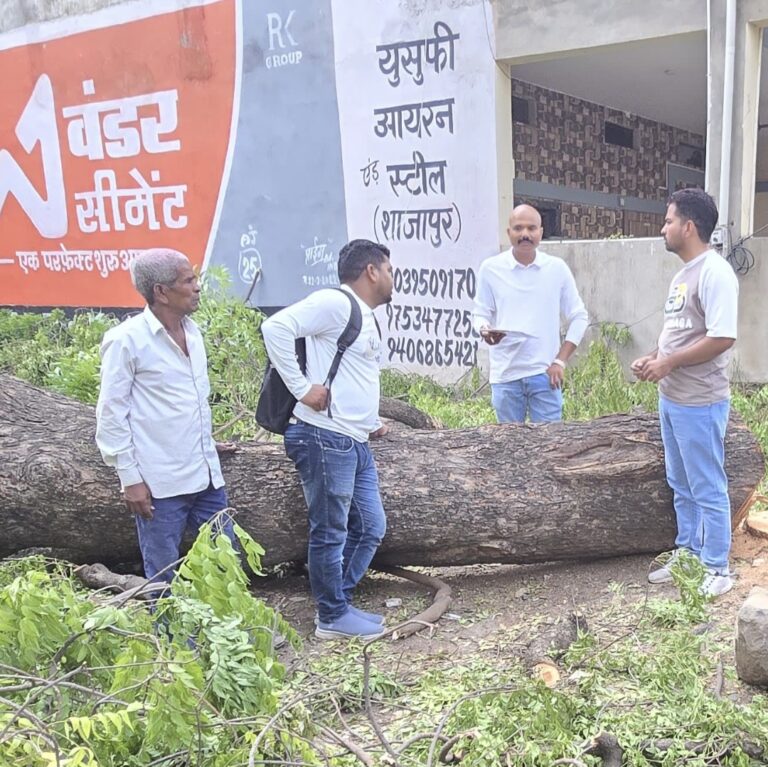 बिना अनुमति के शासकीय नीम का पेड़ काटने का आरोप, मौके पर मिली लकड़ियां